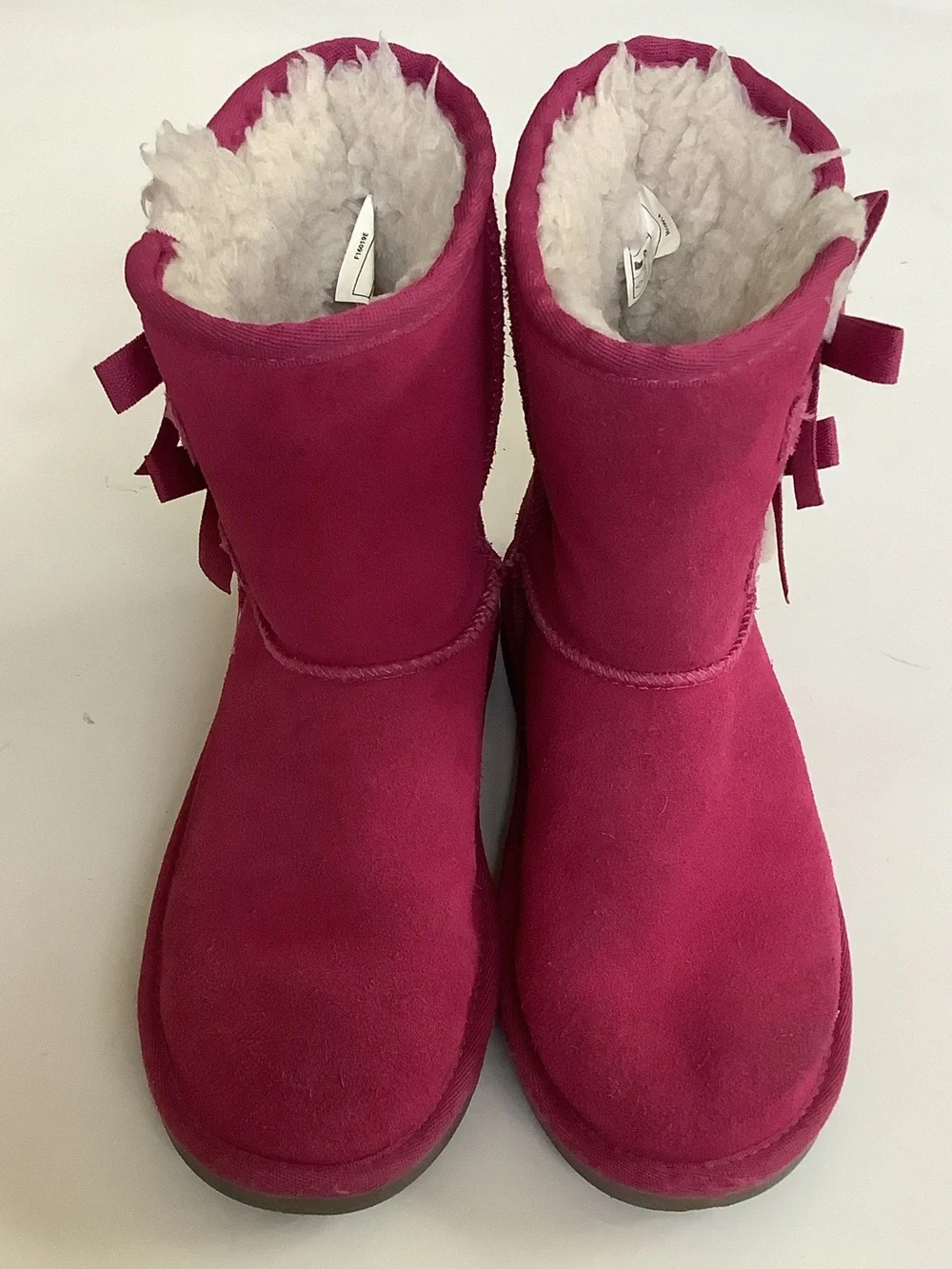 Girl’s Cozy UGG Winter Boots - Pink Faux-Suede with Shearling Lining